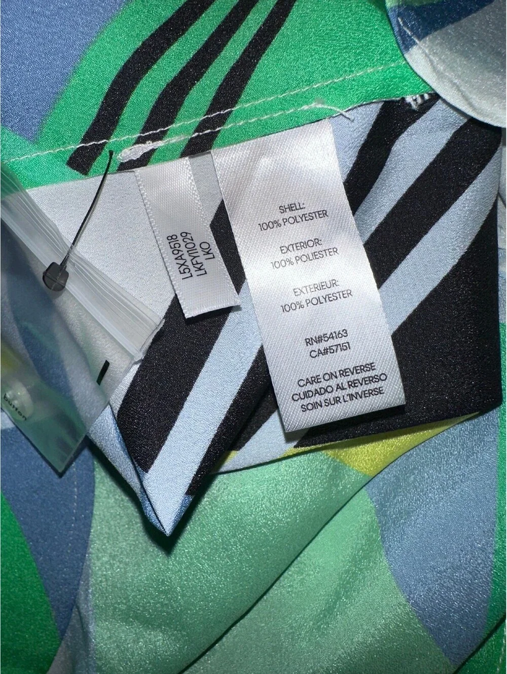Karl Lagerfeld Paris Multicolor Geometric Button Up L NWT - Picture 2 of 8